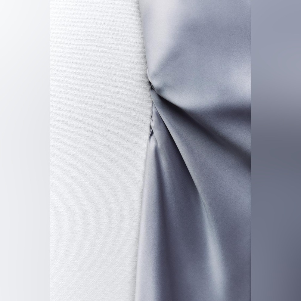 ๐(NWOT) ZARA Bloggers Fav Satin Cowl Neck Midi Dress w/ Rhinestone Straps. SMALL - Picture 7 of 12